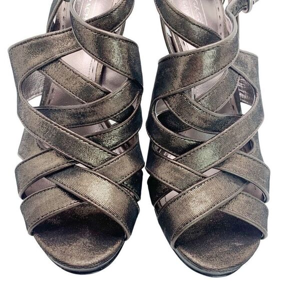 New Coach Pewter Aenya Caged Strappy Pumps High Platform Heels size 9.5 B - Picture 4 of 13